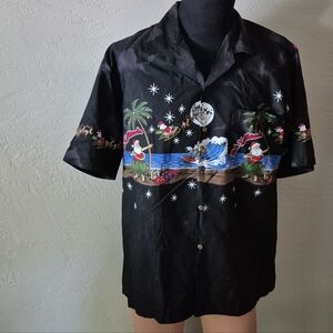 Pacific Legend Santa Hula Mele Kalikimaka Christmas Hawaiian Shirt Mens large